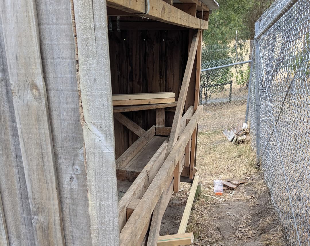 Removing the back wall of the coop made working inside a lot easier