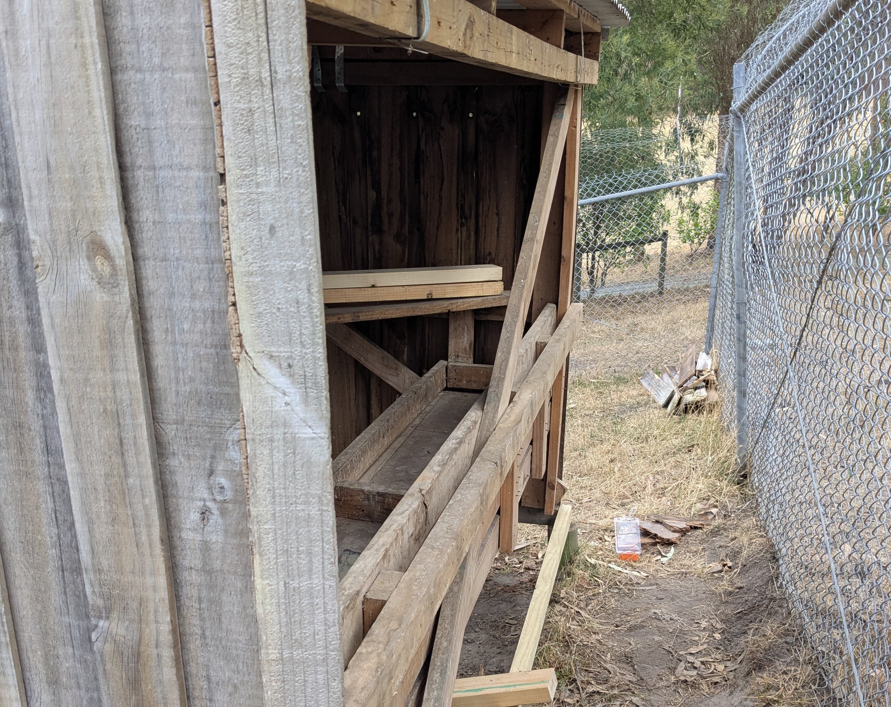 Removing the back wall of the coop made working inside a lot easier